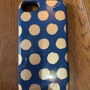 Otterbox iPhone 7 Case Blue With Gold Polka Dots